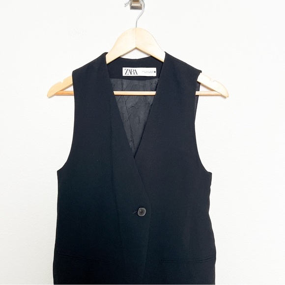 Zara Black Vest Jacket Sleek Layering Essential - Picture 4 of 8